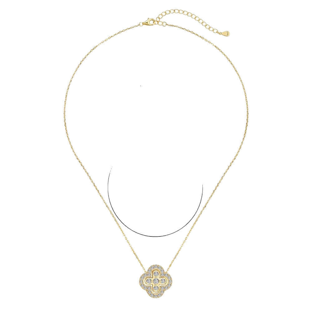 Lucky Four-Leaf Clover Titanium Steel Necklace for Women, Flower, Adjustable Multiple Wearing Styles, Luxurious Fashion Clavicle Chain Jewelry