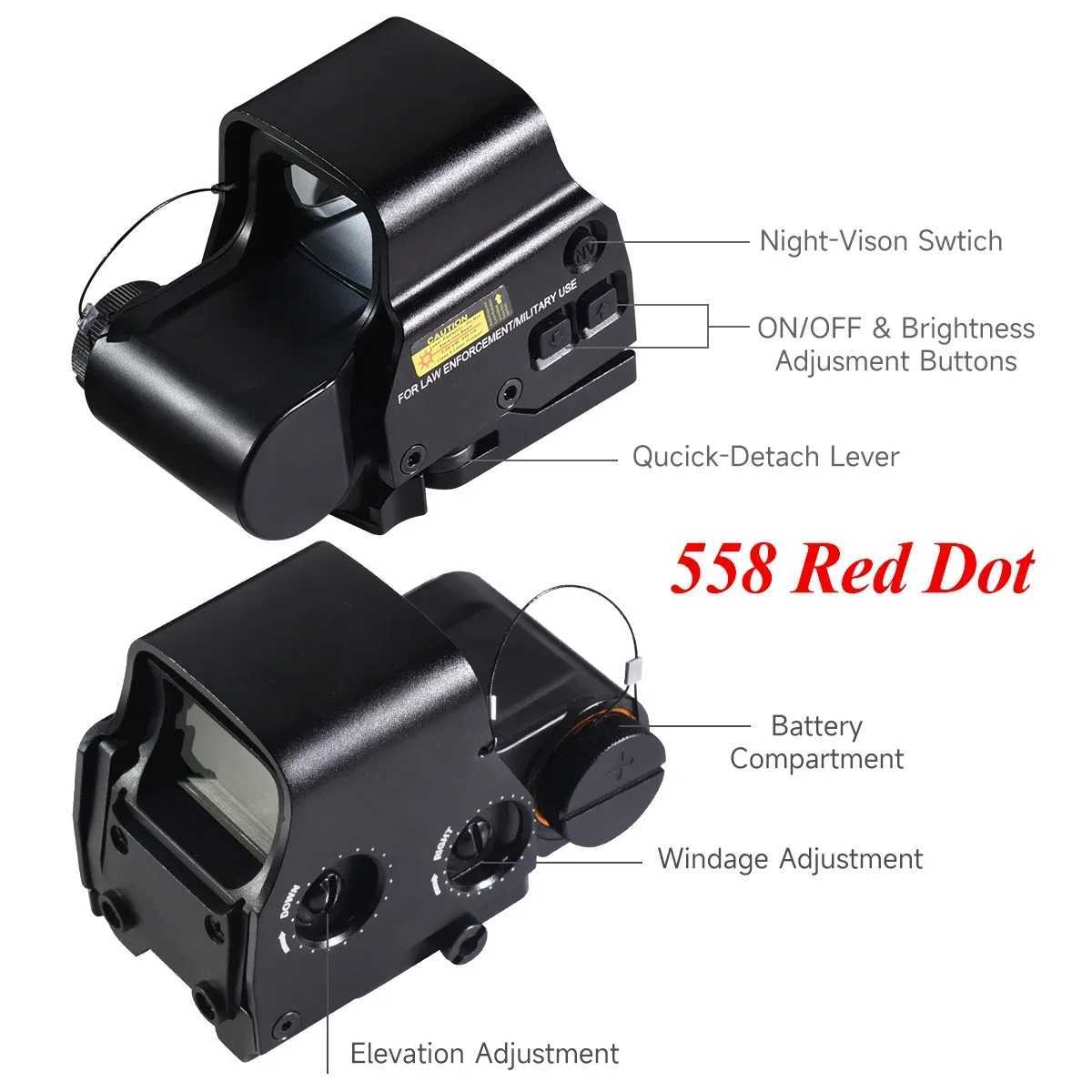 553 558 RedGreen Dot Holographic Sight Tactical Optical Reflex Adjustable Brightness for Hunting Shooting Compact Rifle Scope C250912