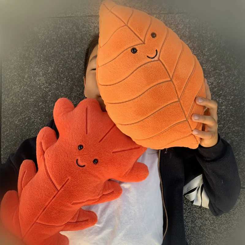 Gingko Leaf Plush Pillow Cushion Realistic Maple Leaf Green Leaf Sofa Decor Stuffed Car Cushion for Home Girls Sleep Toy C250912