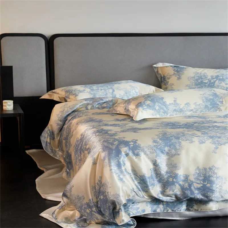 46Pcs 25MM Silk Duvet Cover Set 100Mulberry Silk Cal King Super King size Bedding set with Zipper FlatFitted sheet Pillowcase C250912