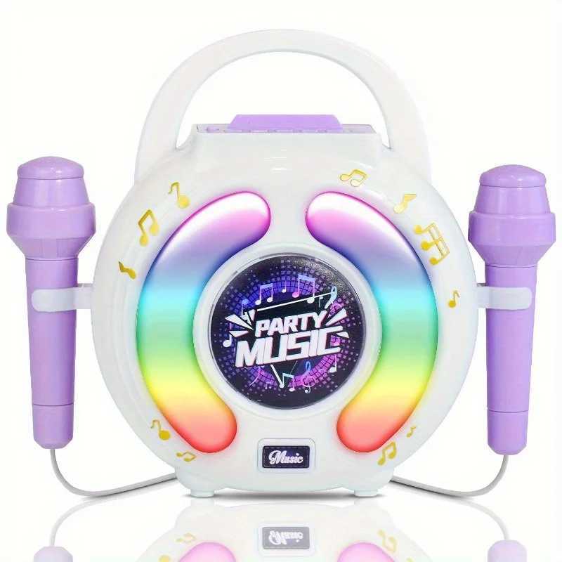 Karaoke Machine with 2 Microphones Kid Portable Karaoke Music Toy with Light Recording Voice Change Function for Girls Boys Gift C250912