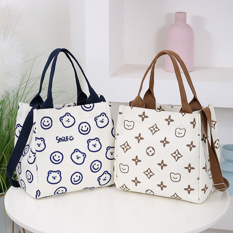 New Canvas Single Shoulder Designer Bag Handbag Fashion Lunch Luxury Bag Box Free Shipping Mommy Bag Simple Compact D Handheld Bag Commuter Bento Bag