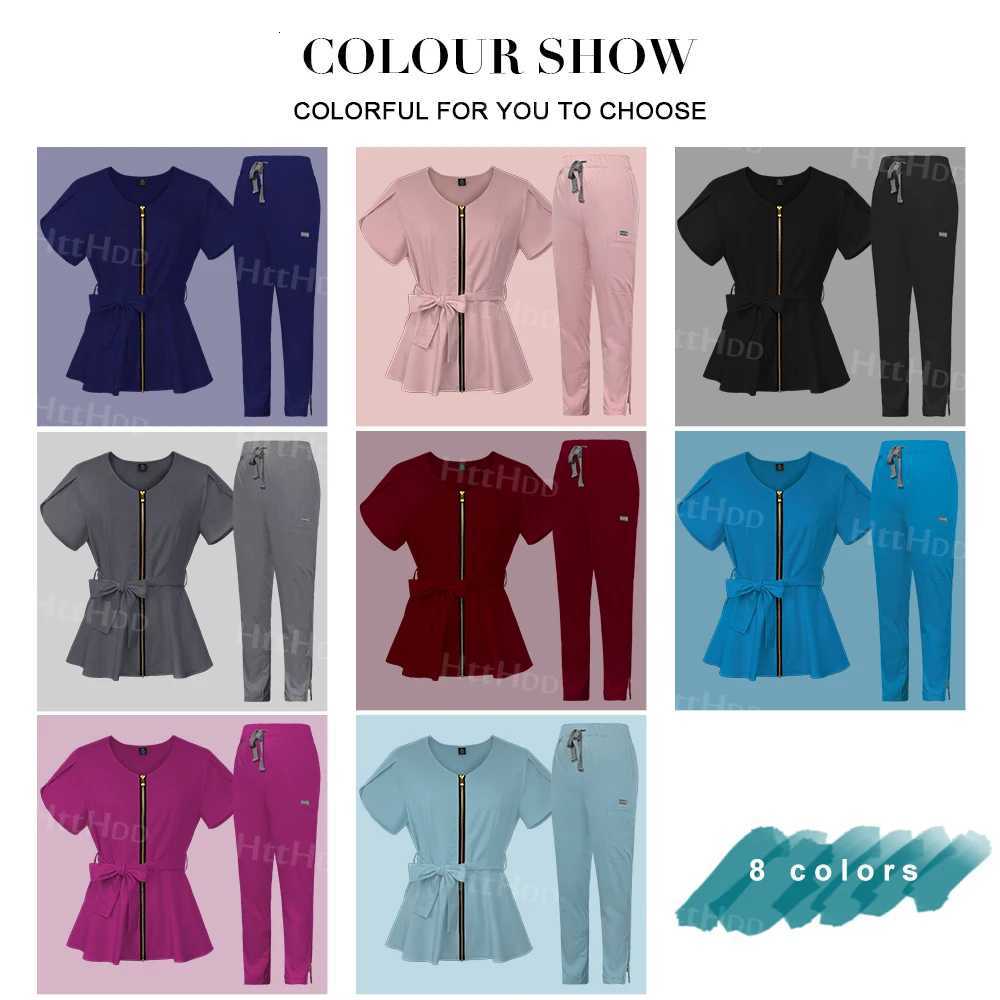 Trendy Hospital Jogger Clothes Ladies Beauty Spa Sn Work Suit Soft Healthcare Nurse Medical Scrubs Doctor Uniforms Sets WomenXJ250827