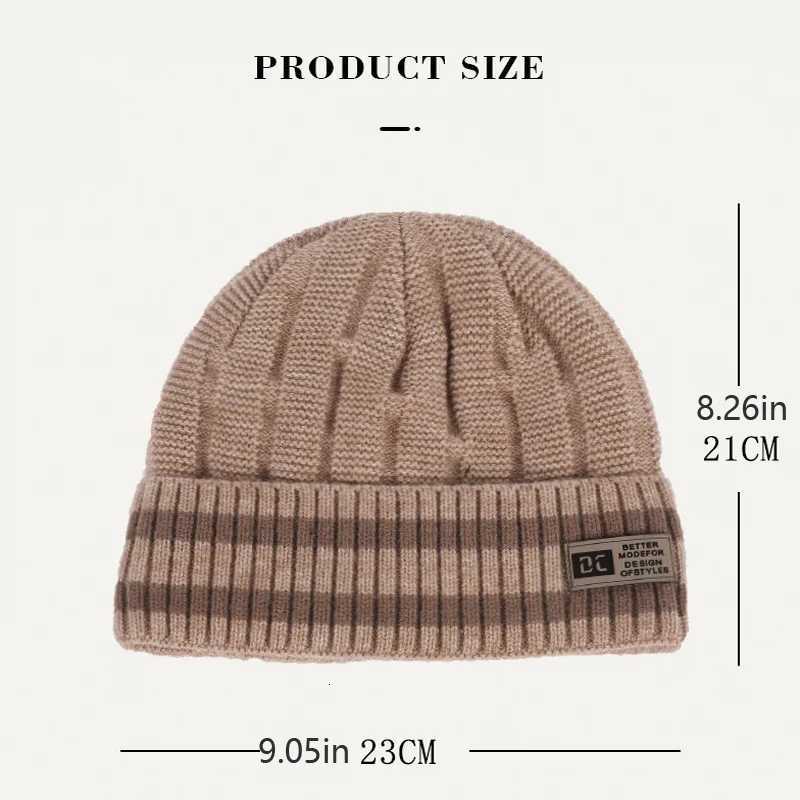 Autumn and winter hat with fece twocolor striped flanged knitted hat Outdoor casual warm hat simp knitted hat G250910