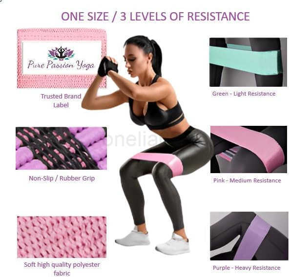 Fabric Resistance Band Set 3 Tension Bands with Carrying Bag Fabric Resistance Bands for HIPS Glutes Workouts W250912