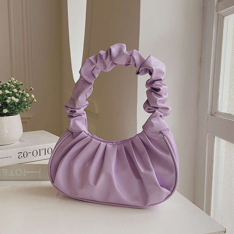 2025 New Korean Women's Single Shoulder Dumpling French Style Fashion Cloud Pleated Handbag Underarm Bag