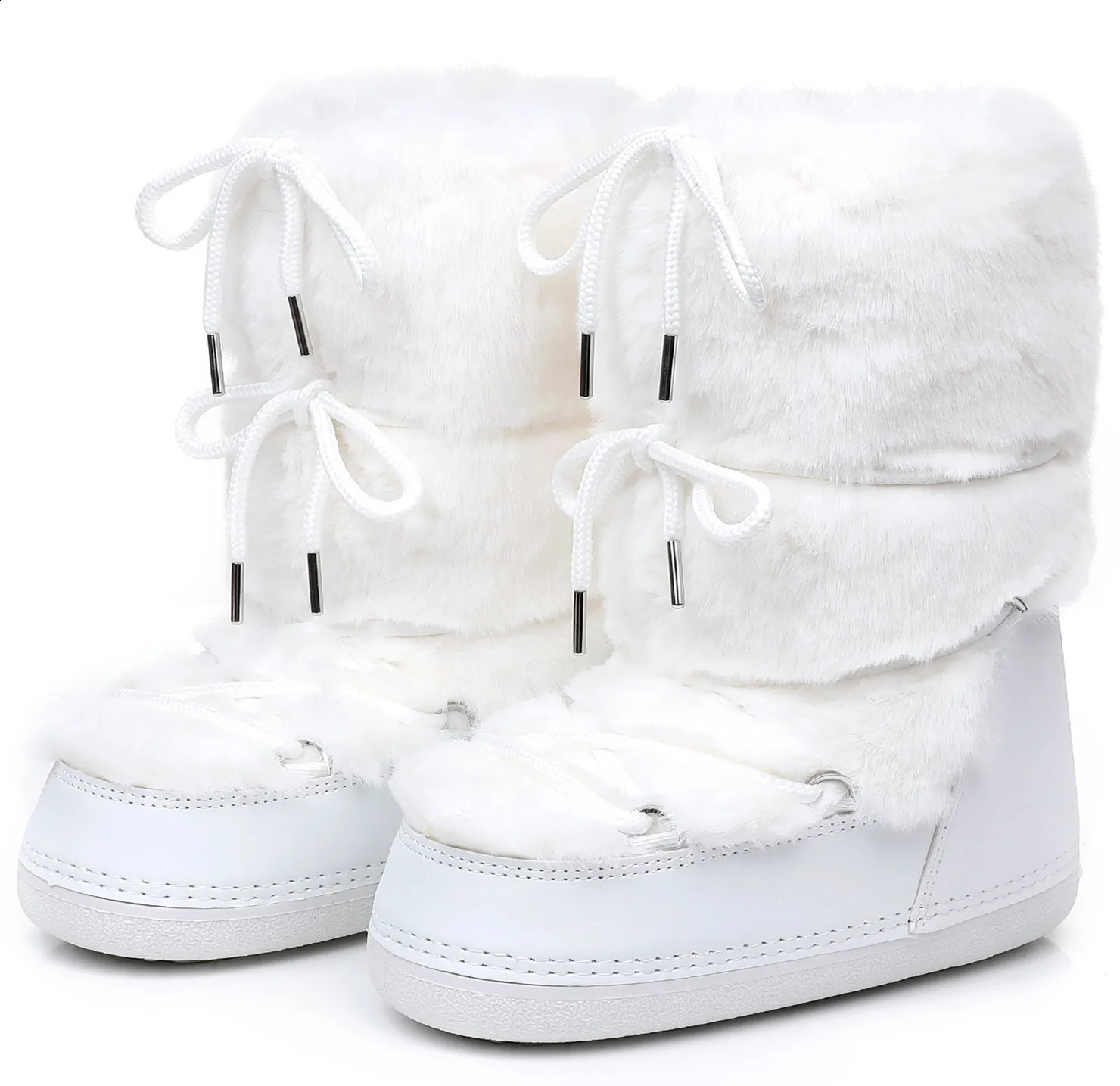 2025 Winter Boots for Women Snow Boots Fluffy Furry Fur Lace Up Black Pink Platform NonSlip Waterproof Ski Boots 250911