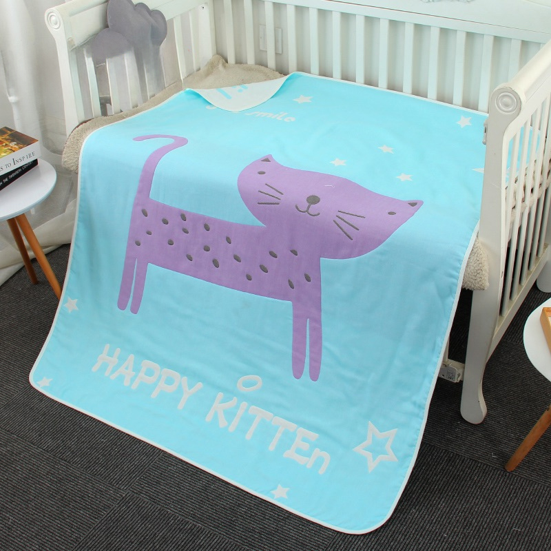 Pure Cotton 6-Layer Gauze Towel Blanket Newborn & Toddler Thickened Air-Conditioned Blanket for Fall & Winter
