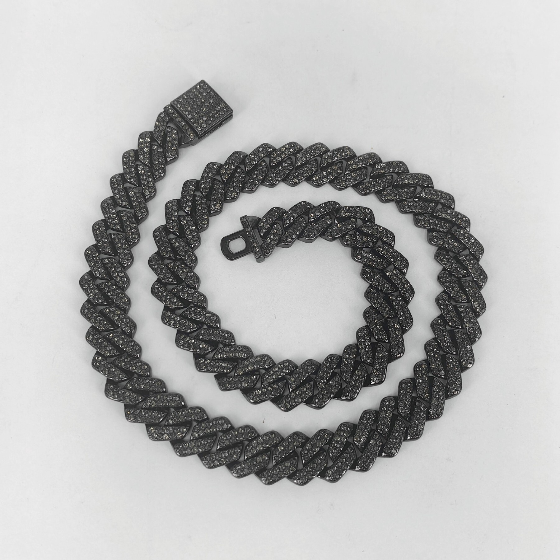10Mm 12Mm VVS Black Necklace Drop Shipping Sier Iced Out Cuban Silicon Chain Hip Hop Jewelry