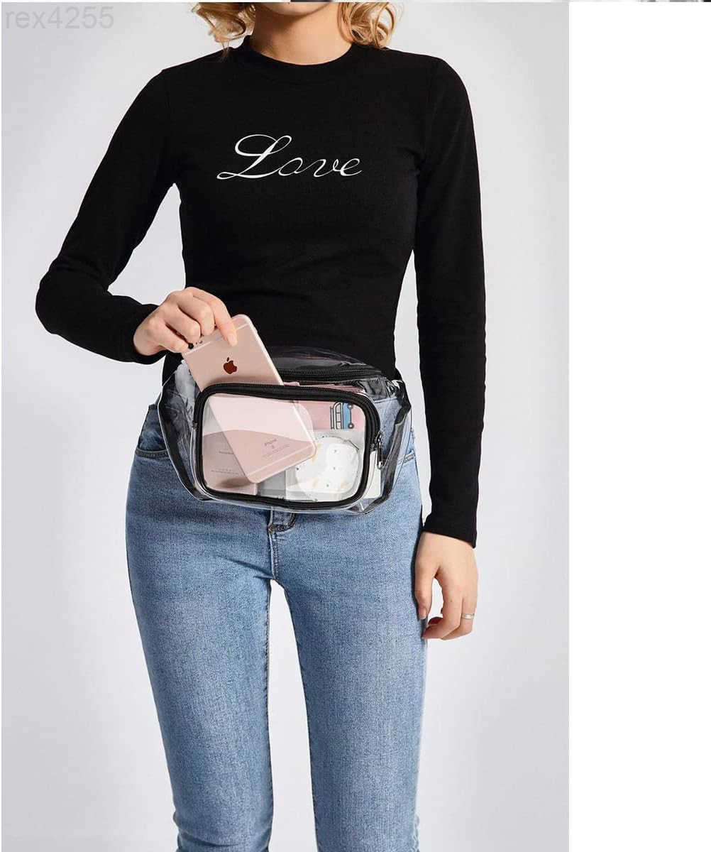 Clear Purses for Women Stadium Approved Fanny Packs Belt Bags Trendy Crossbody Bags BlackW250912