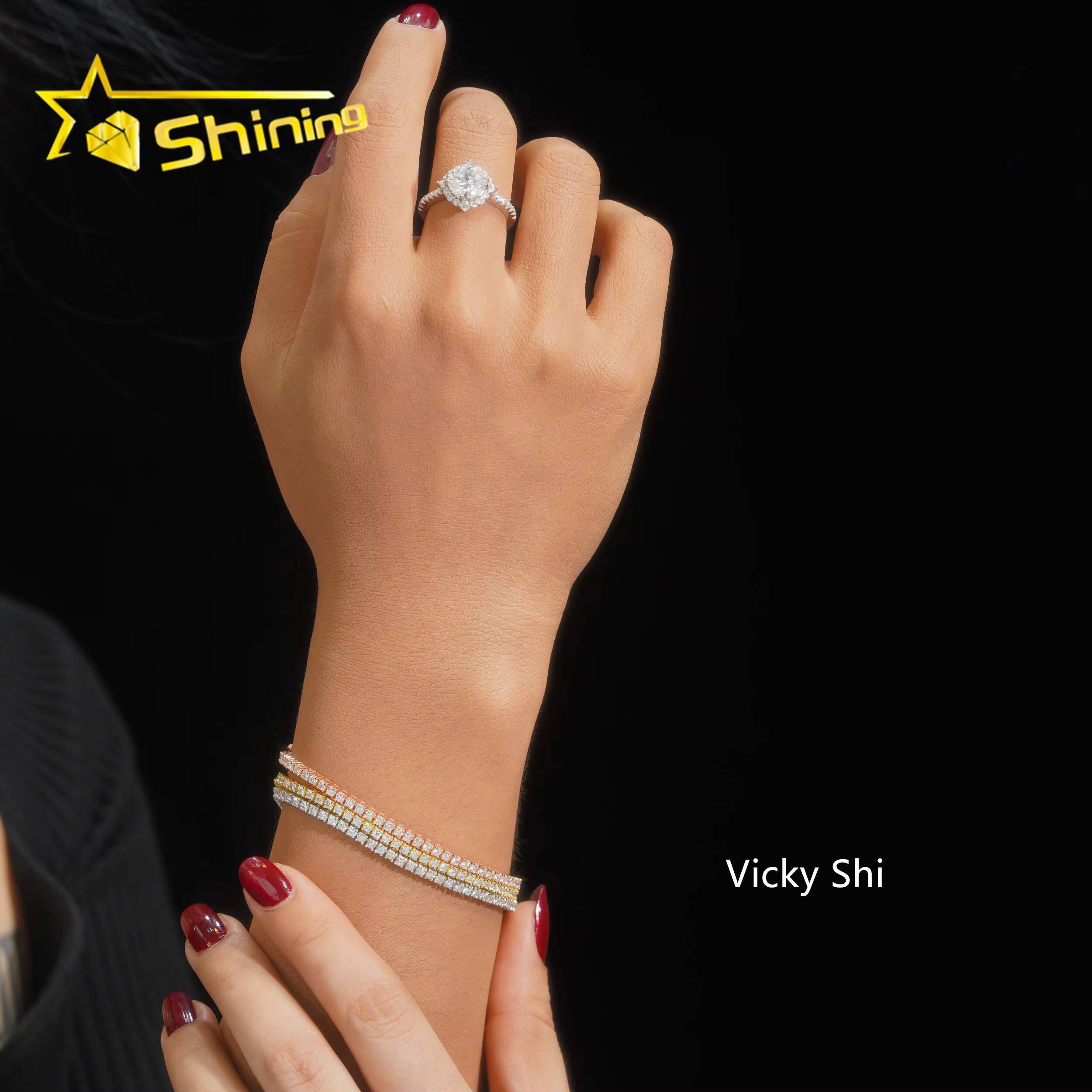 GRA Certificated VVS 2MM Moissanite Tennis Necklace Men Women Fine Jewelry 925 Sterling Silver Moissanite Tennis Chain