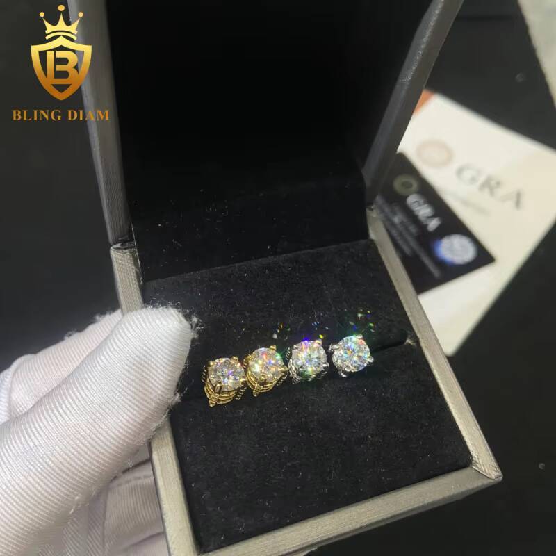 Fashion Hip Hop Earring 65mm VVS1 Iced Out Moissanite Diamond Earrings 925 Sterling Silver Earrings with GRA Certification