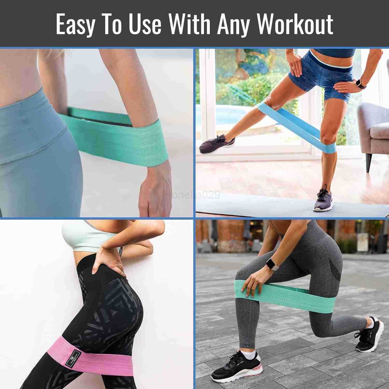 Healthsmart Fabric Resistance Bands Targets Abs Glutes Quads Calves Hamstrings 3 Bands with Variable Resistance Levels Minimum 15lbs and Maxes at 70lb