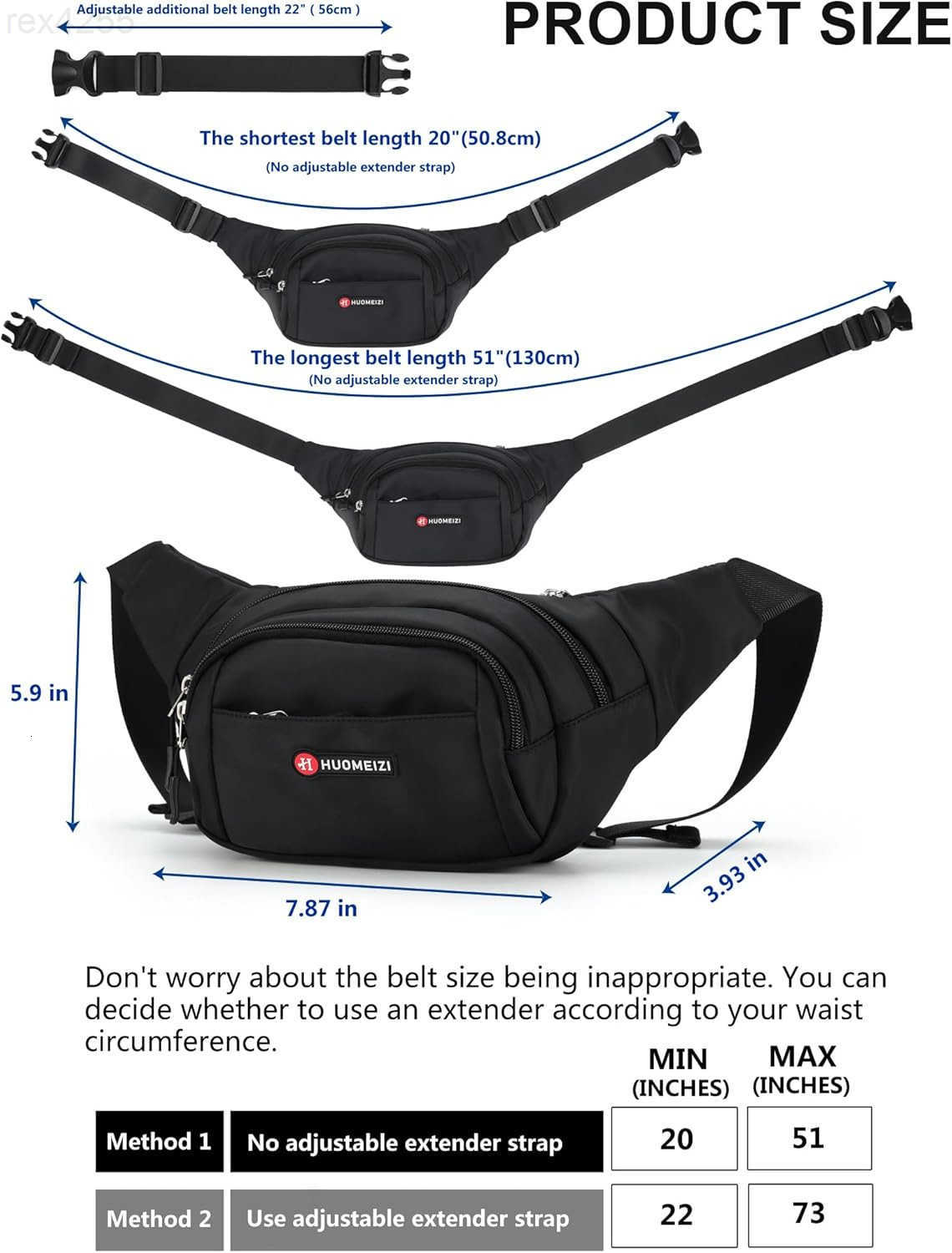 Fanny Pack Men Women Plus Size with Extender Strap 70Extra Large Crossbody Waist Bag with Adjustable Belt Fashion Hip Bum Bag for Outdoors Workout Tra