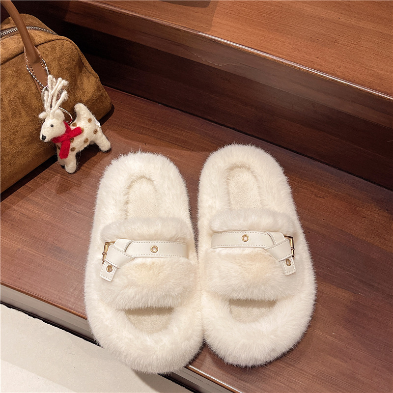 Designer thick-soled woolen slippers for women 2025 New autumn and winter, a niche and high-end French bestseller for outdoor wear. Free shipping