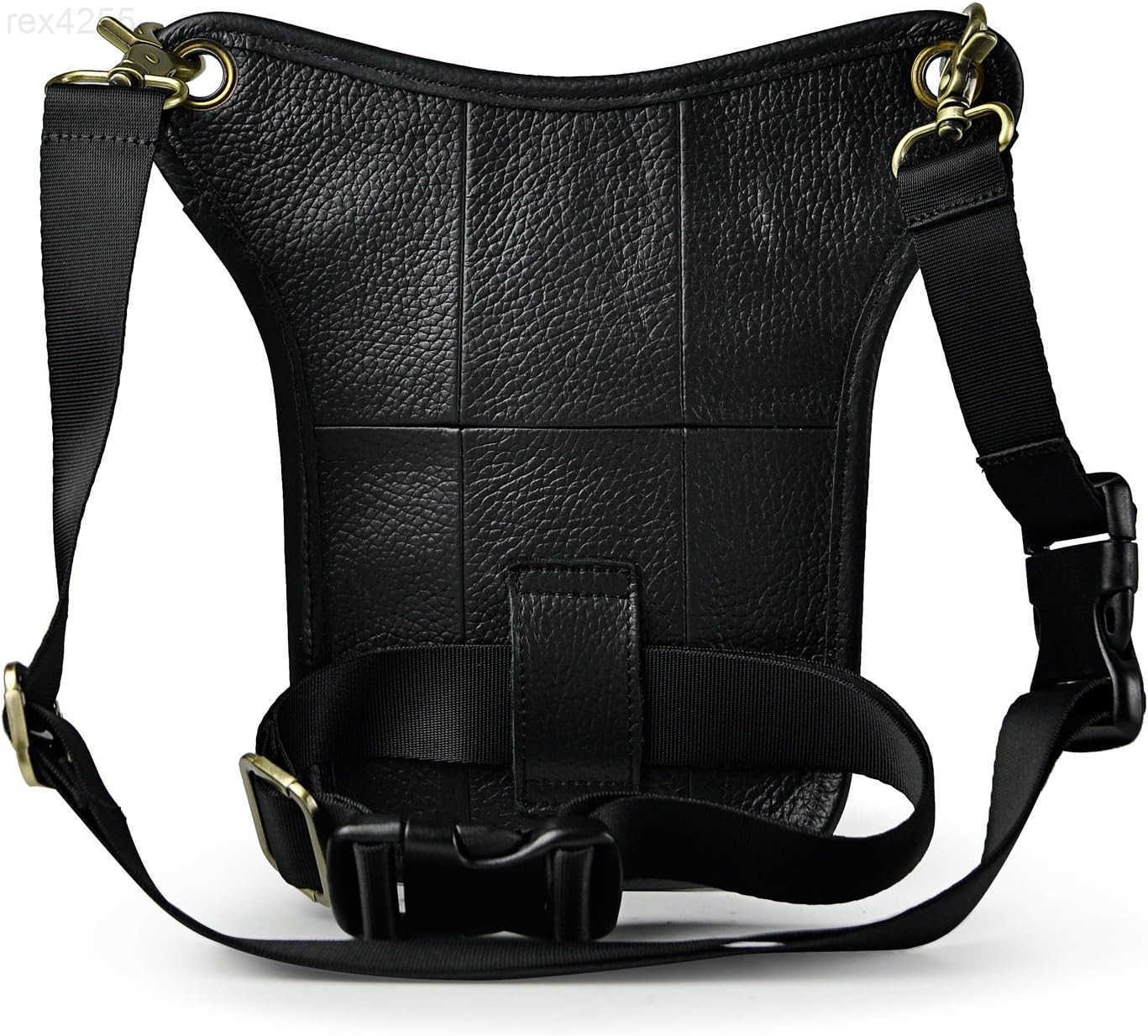 Mens Genuine Leather Outdoor Sporting Hicking Waist Hip Pack Messenger Shoulder Drop Leg Thigh Bag Pouches For Women 2115 01 BlackW250912