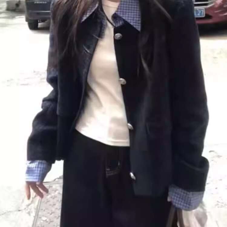 DHEssentials Elegant Socialite Little Chanel Jacket 2025 Spring and Autumn New Trendy Short Korean Style Fake Two-Piece Top for Women