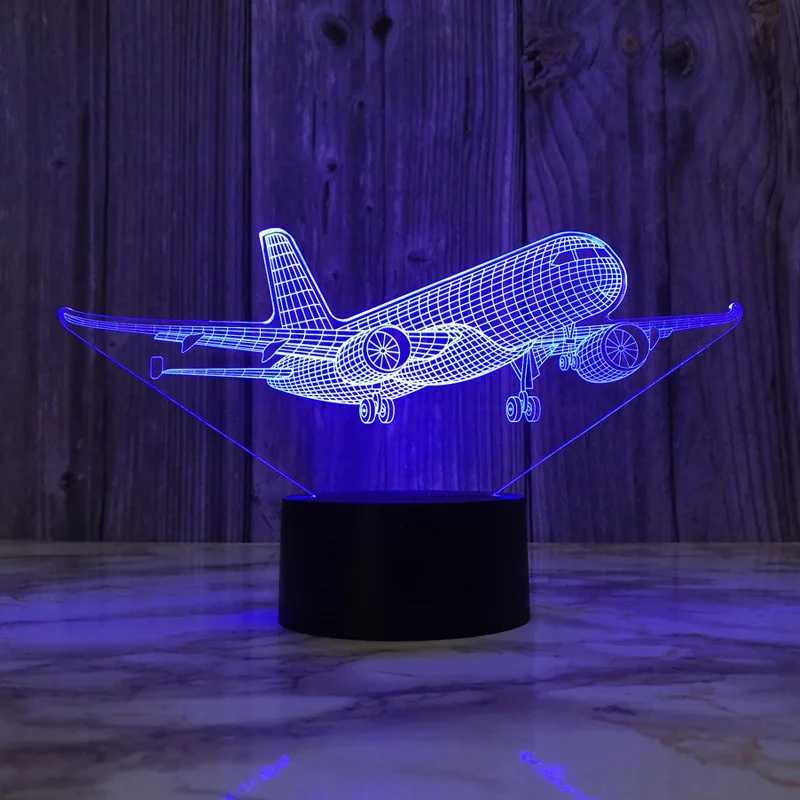 Airplane 3d Night Light Usb Plugin Touch Table Lamp Decoration Bedside Nightlight Child Birthday Christmas Gifts for Kids Boys C251122
