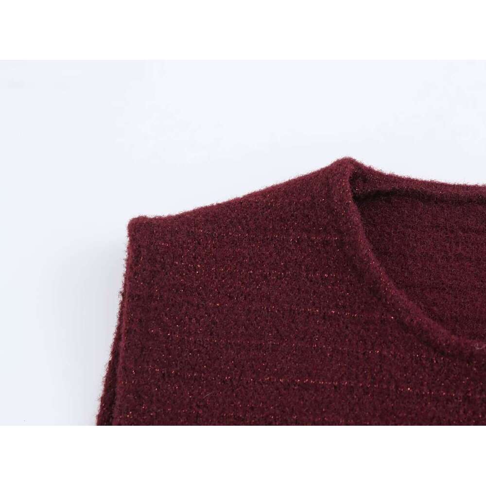 DHEssentials 2025 Autumn New French Style Fashion Gold Thread Pocket Round Neck Single-Breasted Knitted Vest