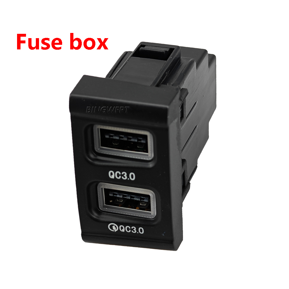 Black LED Car Charger With Dual QC3.0 USB Socket Charging Power Adapter Button For Modern Elantra