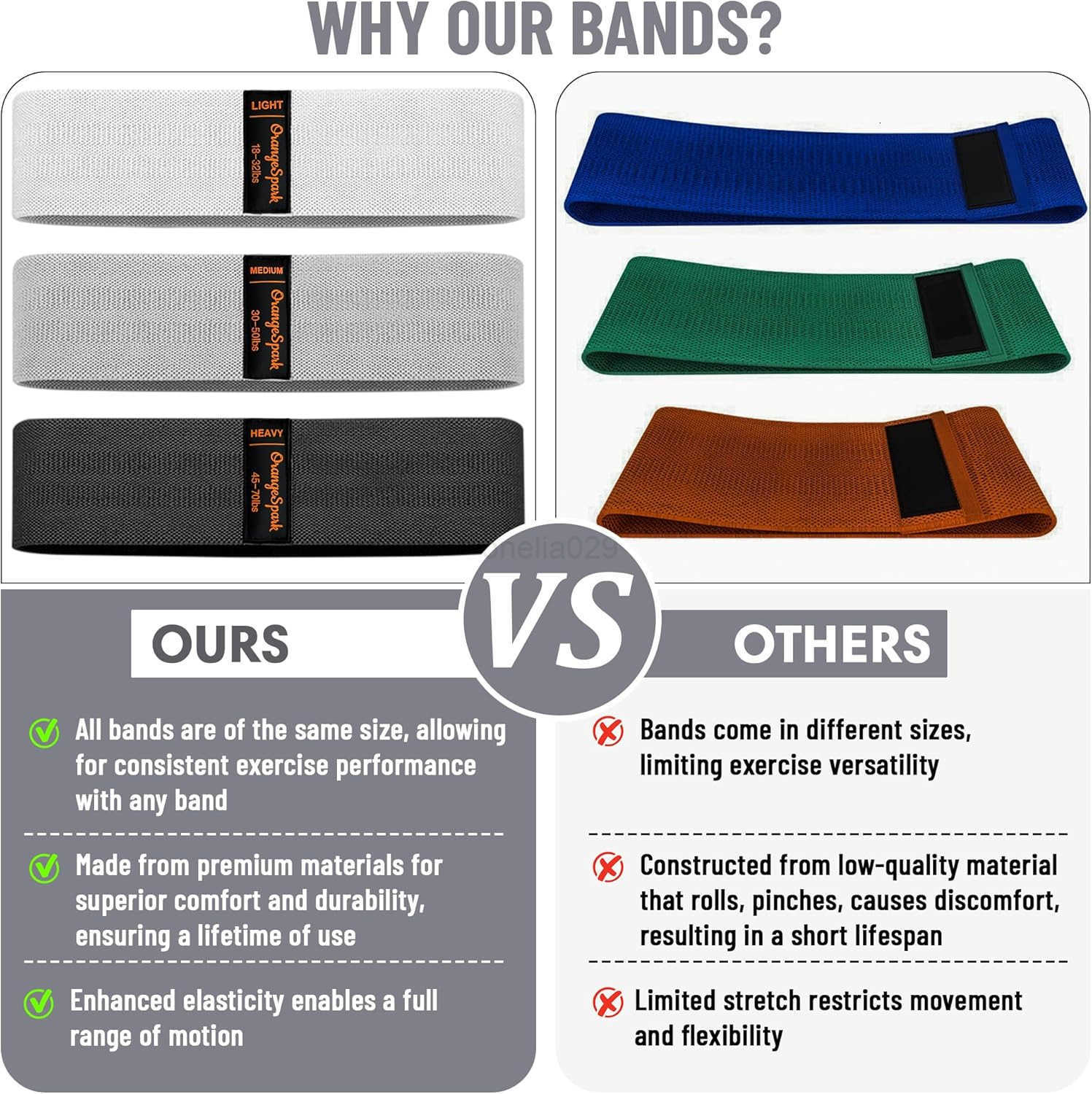 Resistance Bands Premium Workout Bands for Women Men 3Piece Stretch Band Set for Glutes Legs Pilates Strength Training W250912