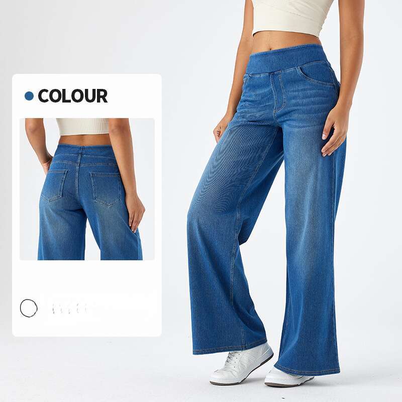 New Plus Size Denim Wide-Leg for Women High Waist Slimming Multi-Pocket Straight Loose Cat Whiskers Casual Pants