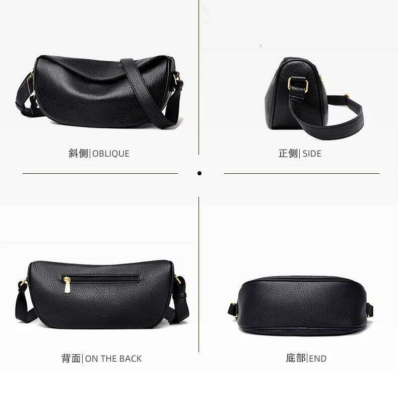 100% Genuine Leather Women Shoulder Bag Brand Ladies Handbag Designers Half Moon Cowhide Female Messenger Bags Bolsas