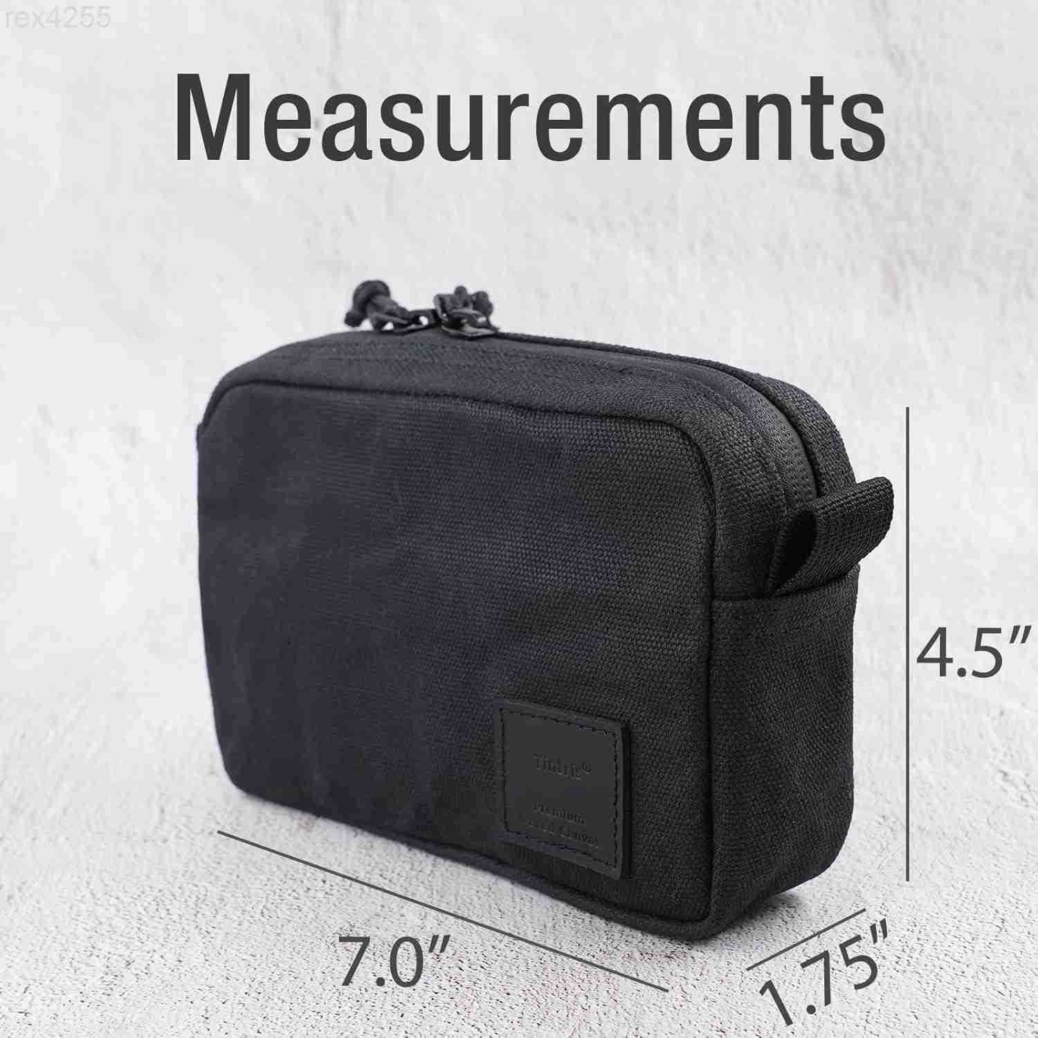 Belt Zipper Pouch for Men Women YKK Zippers EDC Belt Pouch Waist Pack Bag for Camping Hiking Water Resistant Tough Waxed Canvas Black Size MW250912