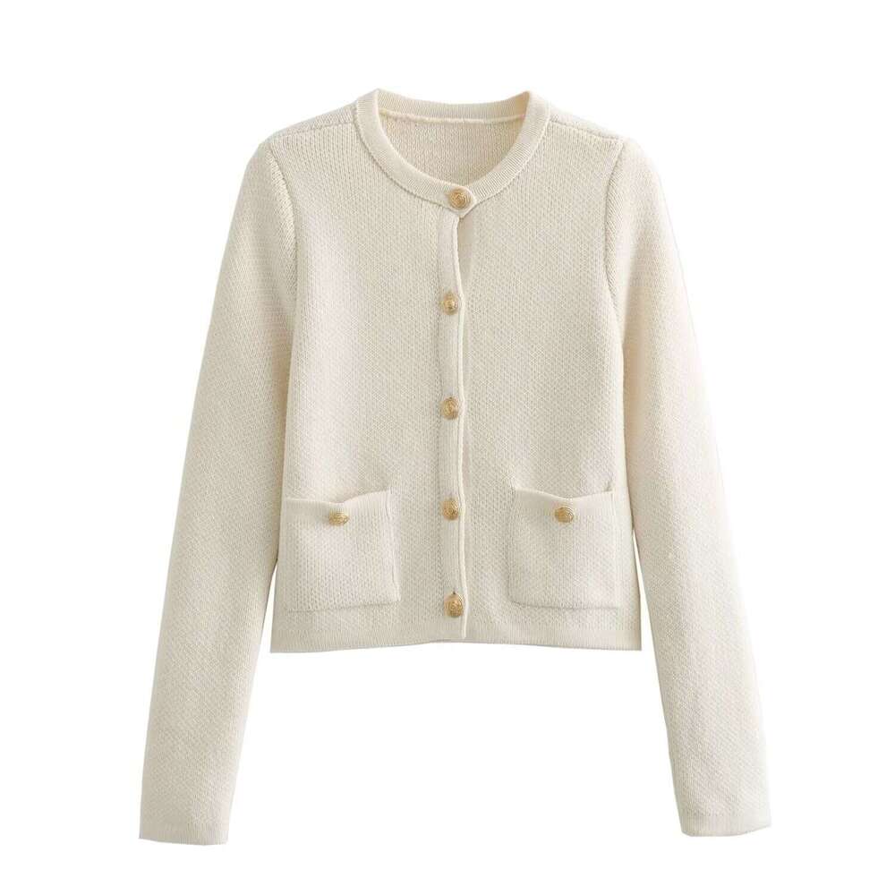 DHEssentials Summer New Button Decorated Knitted Cardigan Coat Little Chanel Style Women's Sweater