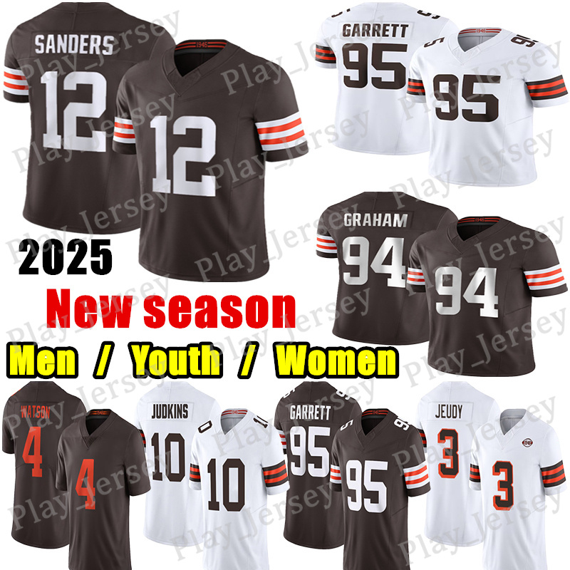 #12 Shedeur Sanders Football Jersey #95 Myles Garrett Jerry Jeudy Mason Graham Quinshon Judkins David Njoku Gabriel Greg Newsome II Denzel Ward Joe Flacco jerseys