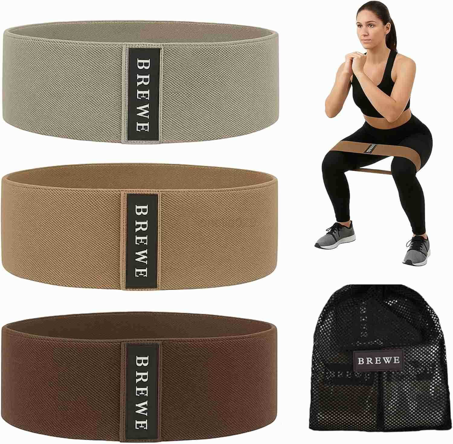 Resistance Bands Set for Women Men 3 Pack Neutrals AntiSlip Fabric Bands for Booty Legs Thighs W250912