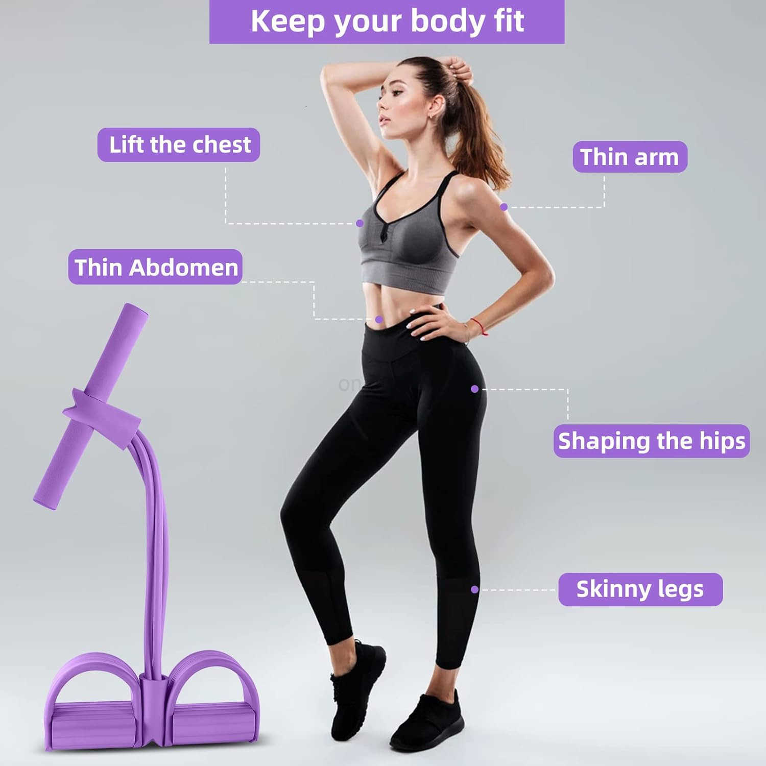 MultiFunction Tension Rope 4 Tube Resistance Bands with Handles Sit Up Exercise Equipment Home Gym Tummy Trainer for Men Women W250912