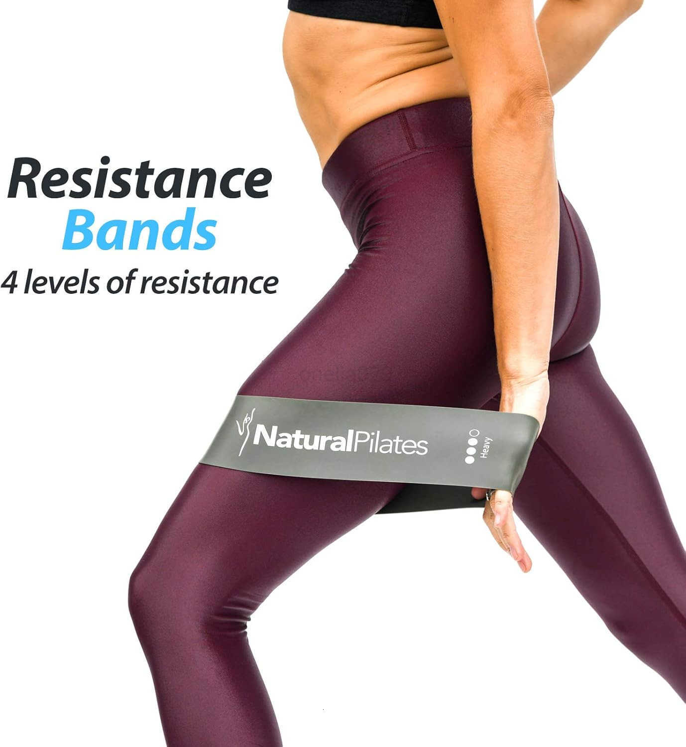Natural Pilates 4Level Booty Bands for Working Out Elastic Glute Bands for Butt Resistance Bands for Legs and Butt Workout Exercise Butt Bands Set wit