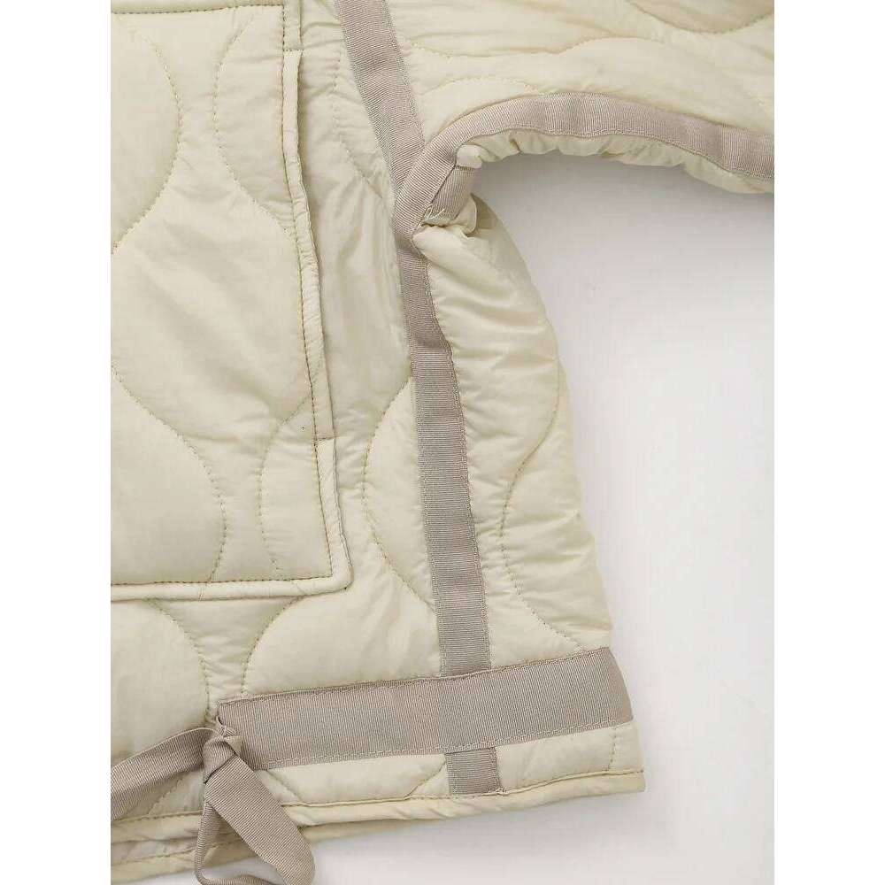 ZBZA Women Quilted Jacket Drawstring High Neck Zipper Hidden Button Clip Cotton Outerwear Fall Winter New Female Chic Coat