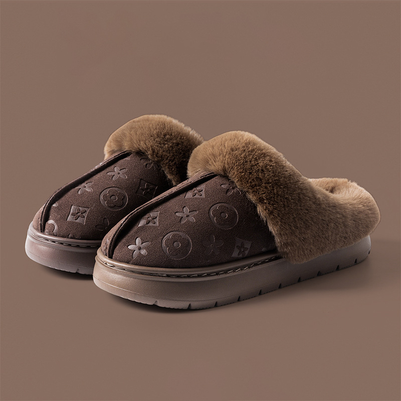 Free shipping designer slippers for mens womens flat slippers brown black grey khaki Winter New Home Shoes with Velvet Warm Thick Bottom Cotton Slippe