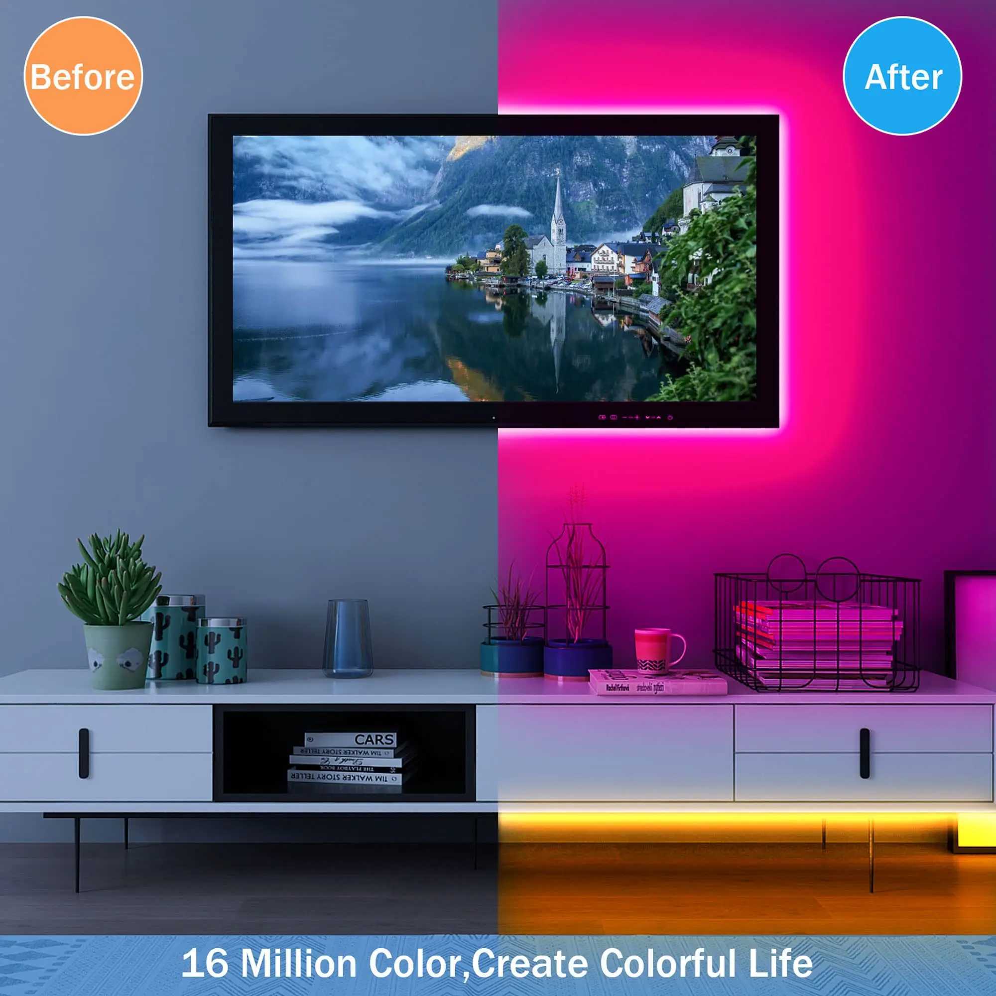 Batterypowered flexible colorchanging LED strip Light with remote control for TV backlighting bars cabinets and bedroom DIY C250912