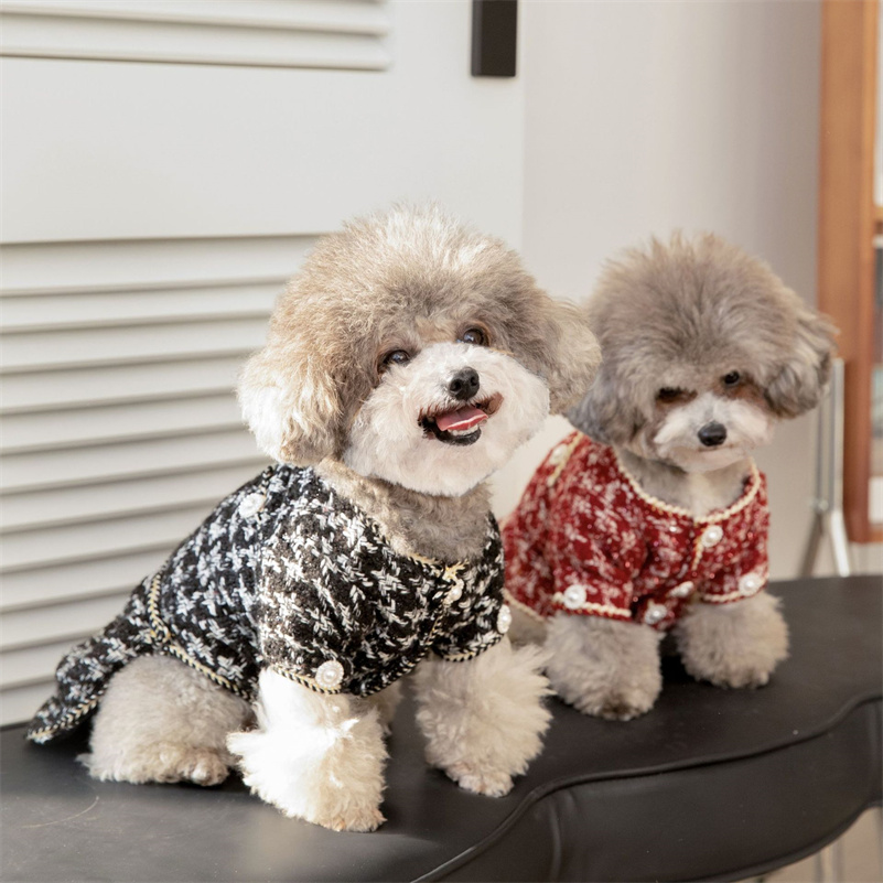 Designer Winter Classic Plaid Dog Clothes Exquisite Jacket Hat Dog Jacket French Bulldog Schnauzer For Samll Medium Dog