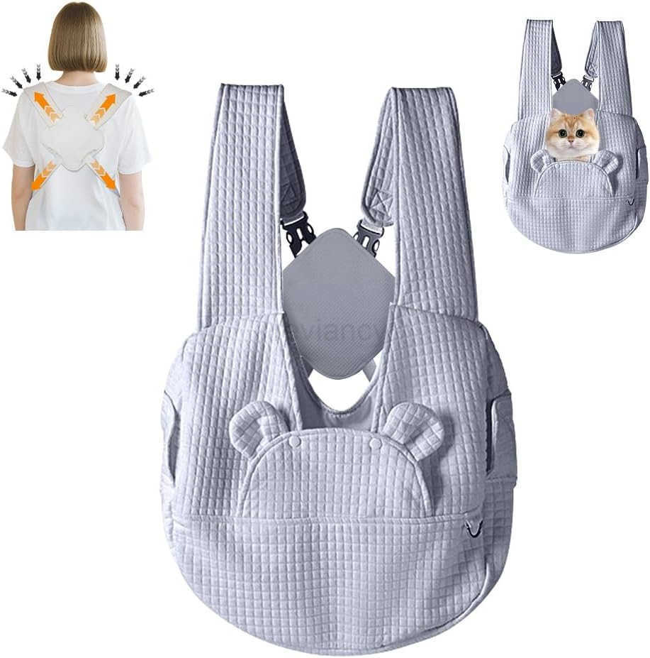 Sling Carrier for Carry Small Dogs and CatsSoft Waffle Pattern Portable Pet Front BackpackReducing Back Pain for outingsTravel for Small Pet Up to 13l