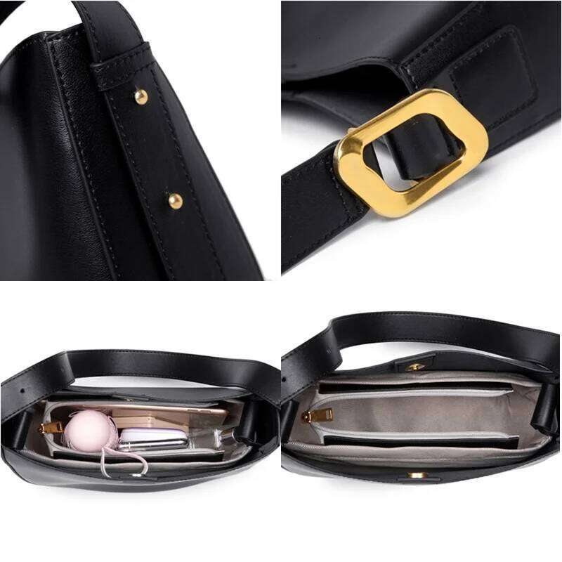 2022 Ladies Genuine Leather Bucket Handbags Designer Women Vintage Cowhide Shoulder Bags Big Capacity Female Tote Bag