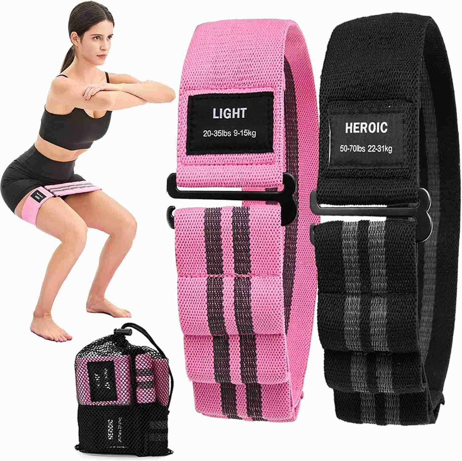 Adjustable Fabric Resistance Bands for Squats Glutes Legs 5 Levels of Customizable Size Width Tension NonSlip Booty Bands for Men and Women Pilates Yo