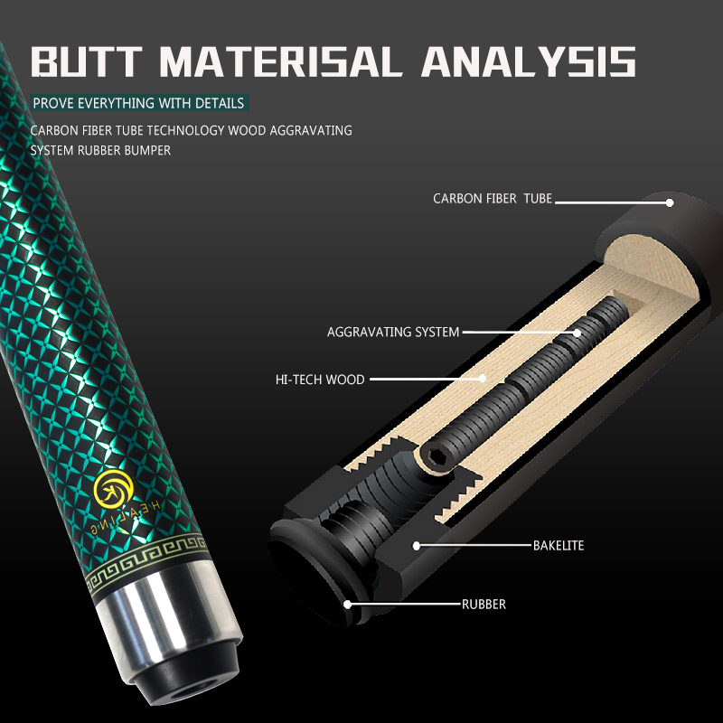 OKHEALING 1/2 Split Pool Cue Billiard Stick Carbon Fiber Billiard Cue 12.9mm Bakelite Tip Uni-loc / 3 Teeth Joint Length 1474mm/58inch Weight 20oz, Gr