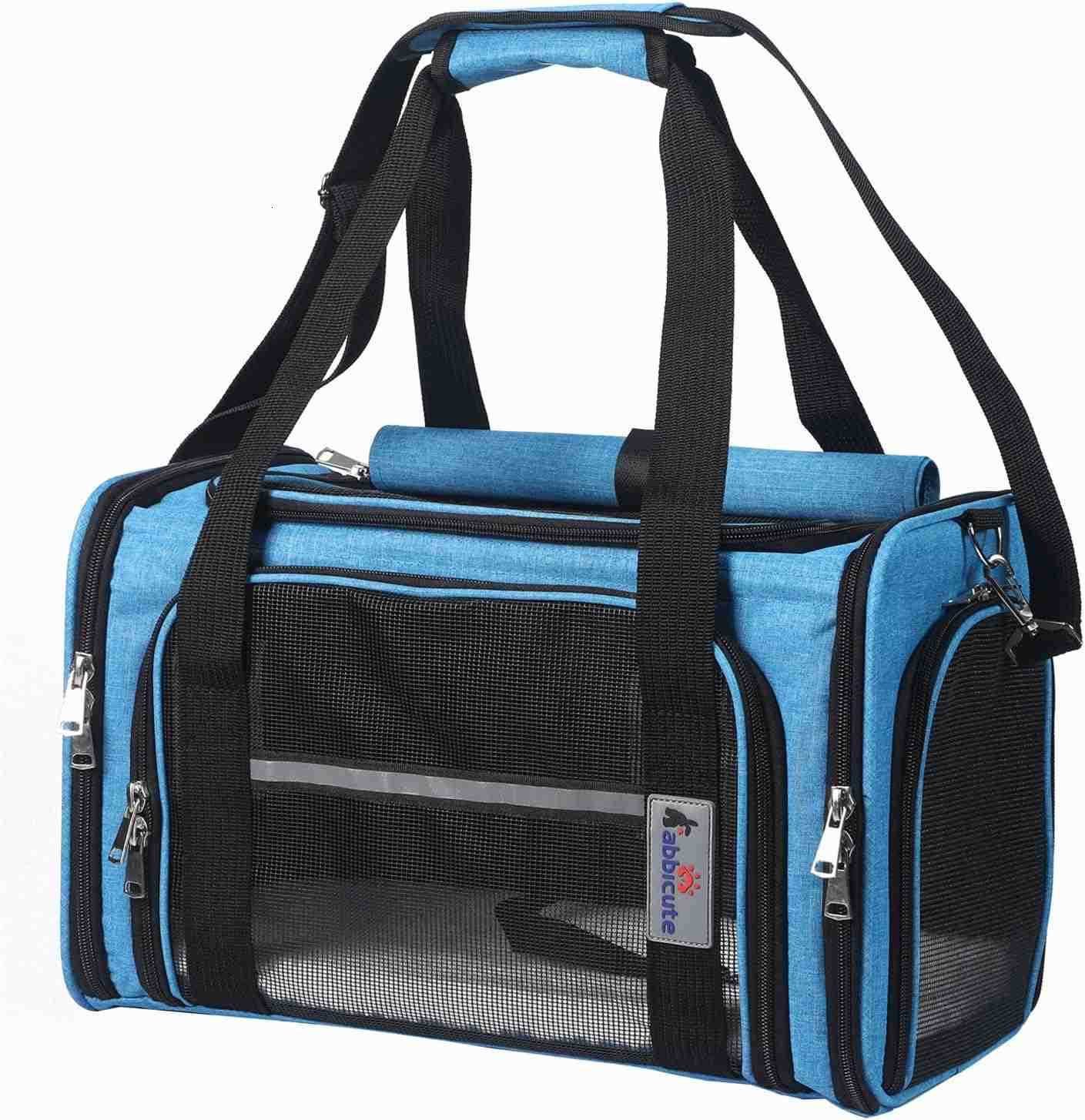 Pet Dog Cat Carrier Bag for Medium Small Dog Cat with Washable Cozy Bed Locking Safety Zipper Shoulder Strap Airline Approved Pet Carrier Portable Col