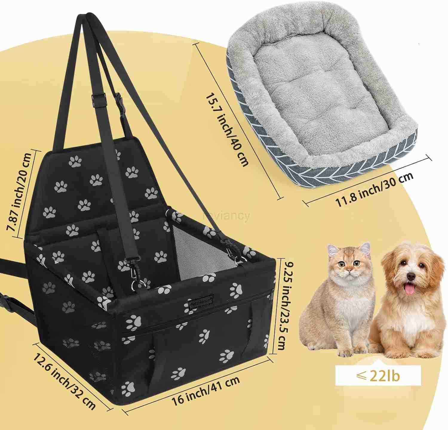 Dog Car Seat Foldable Dog Car Booster Seat Waterproof Breathable Oxford Travel Bag for Small to Medium Dogs Puppies and PetsPattern PinkMatW250912