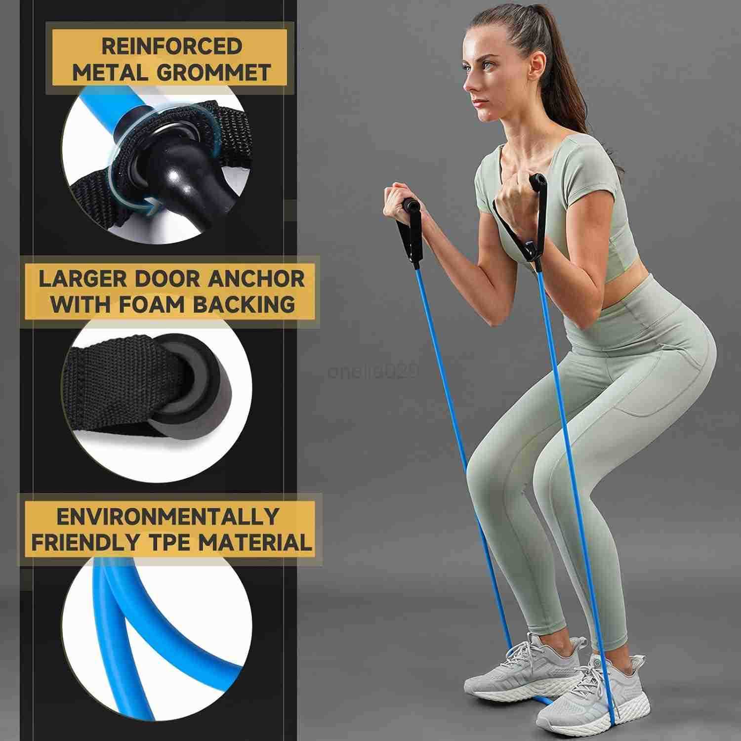 Resistance Bands with Handles for Working Out Women and Men Exercise Bands with Door Anchor Stretch Bands for Home Workouts Simple Guide Included W250