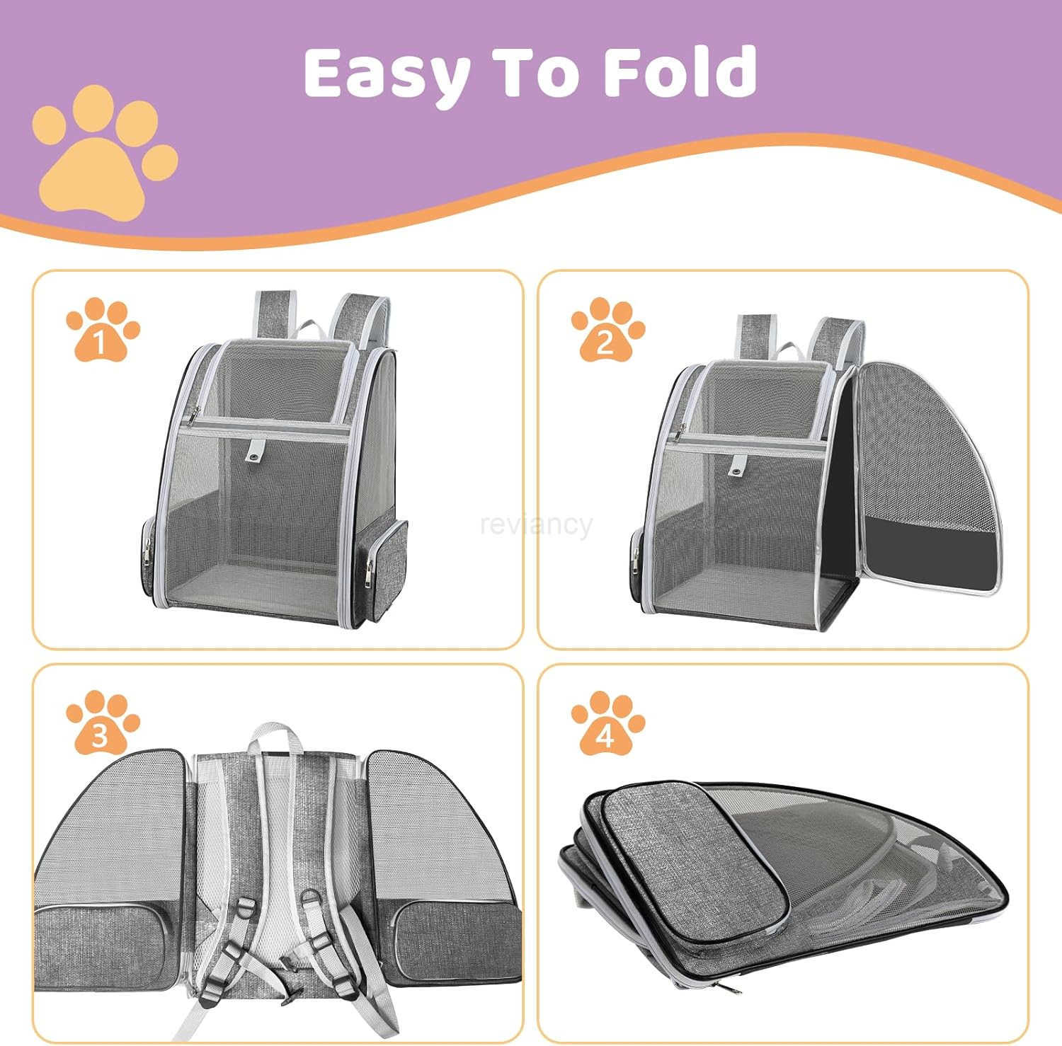 Cat Backpack Carrier Large Pet Backpack for Small Dog Medium Cat Puppy Kitten Bunny up to 15lbs Ventilated Mesh Dog Collapsible Travel Backpack for Hi