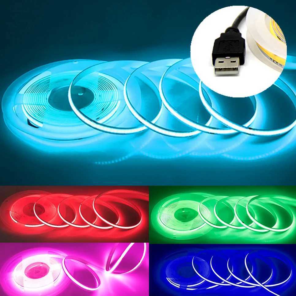 DC 5V USB LED COB Strip White Warm White LED Strip Light TV Background Lighting Tape Home Decor Lamp 1 5m LED String Light C250912