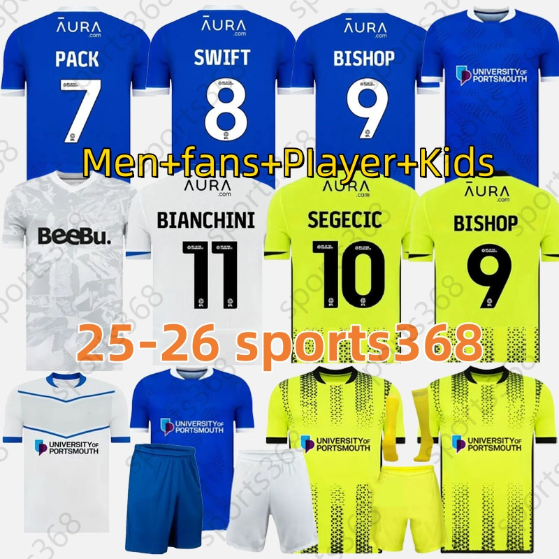 2025 2026 Portsmouth Soccer Jerseys home away 3rd MURPHY LANE BLAIR SEGECIC Men Uniforms LANG BISHOP DOZZELL 25 26 football shirts kids kits SWIFT PACK POOLE OGILVIE