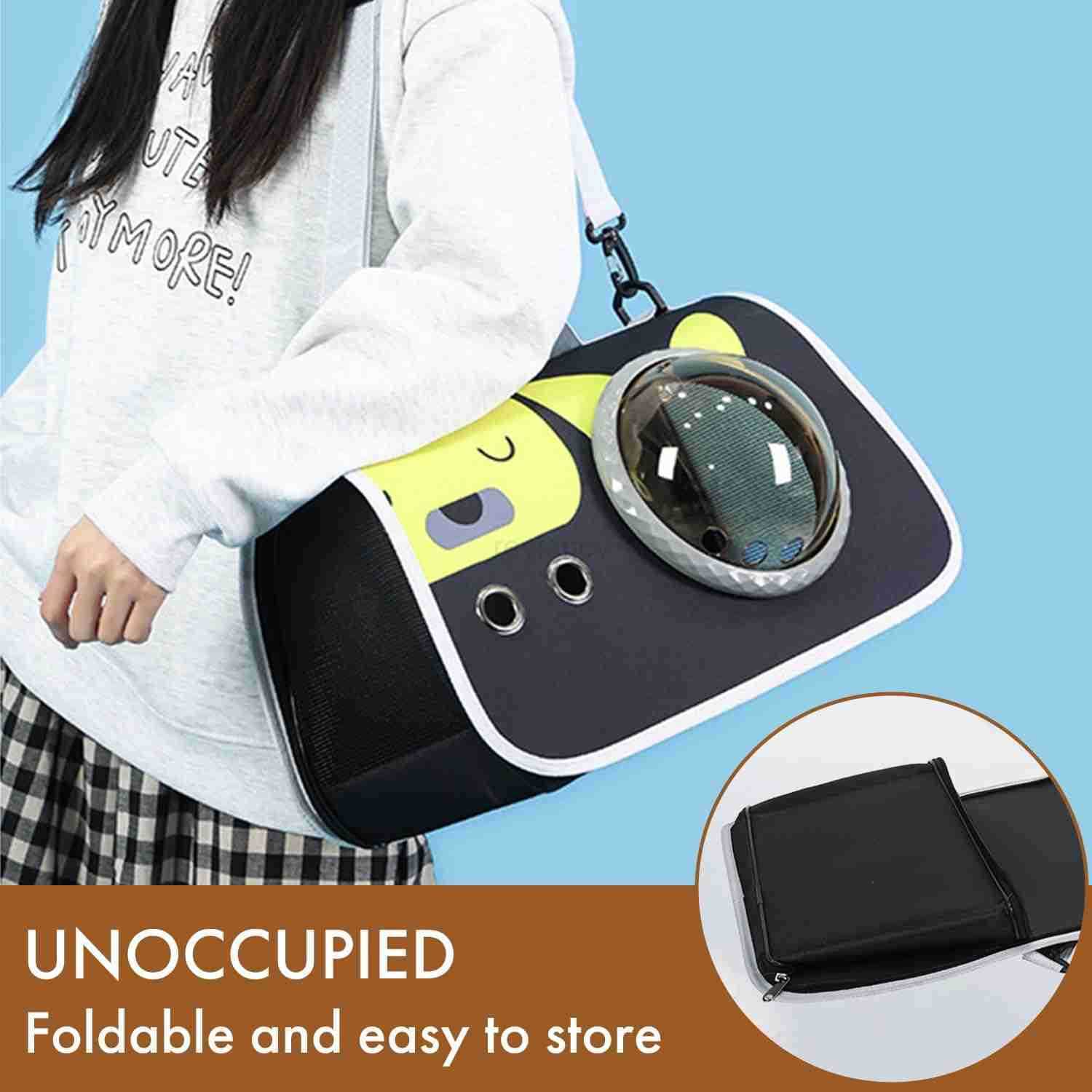 Space Capsule Cat Bag Large Capacity Crossbody Dog Bag Universal Pet Bag for All Seasons BlackW250912