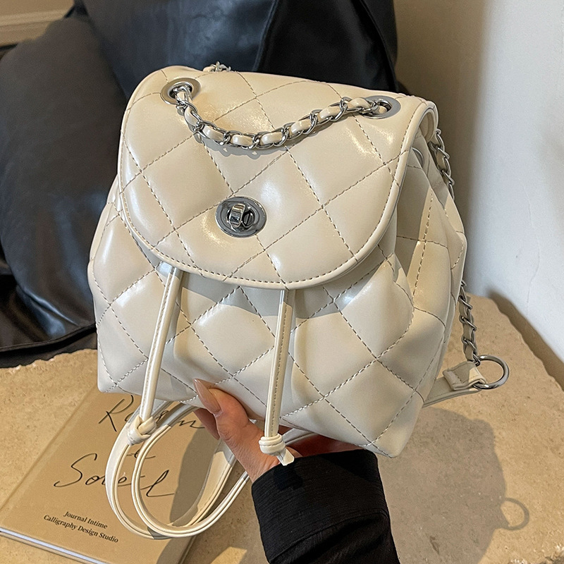 TB BHULAMTE Designer Bag Chain Quilted Backpack Simple Luxury Bag Women High-end 2025 New Summer Korean Style PU Small Backpack For Going Out