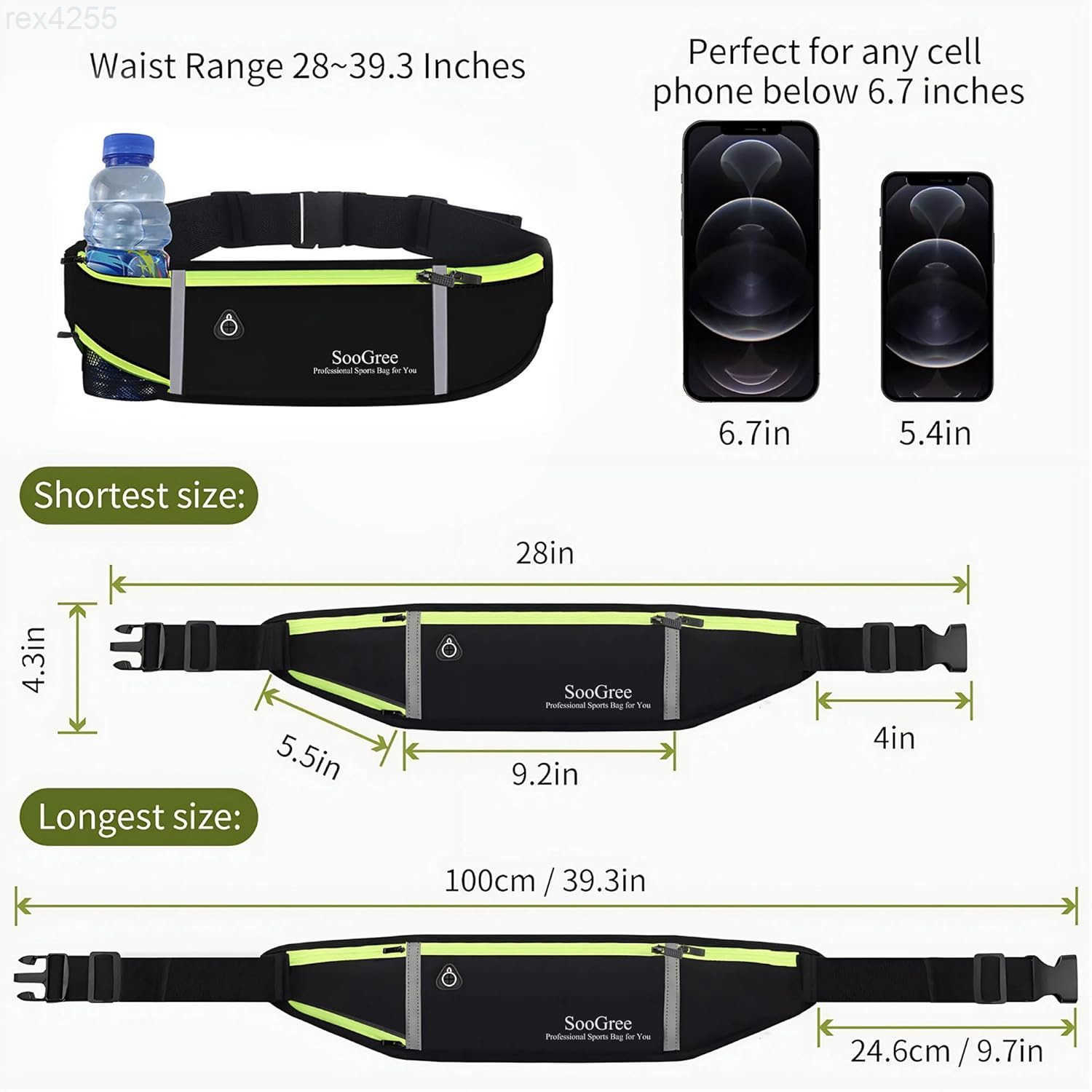 Fanny Packs Running Belt Pack Waist Pack Bag for Men and Women Lightweight Runners Water Bottle Belt Bag Phone Holder Money Belt for Traveling Hiking 
